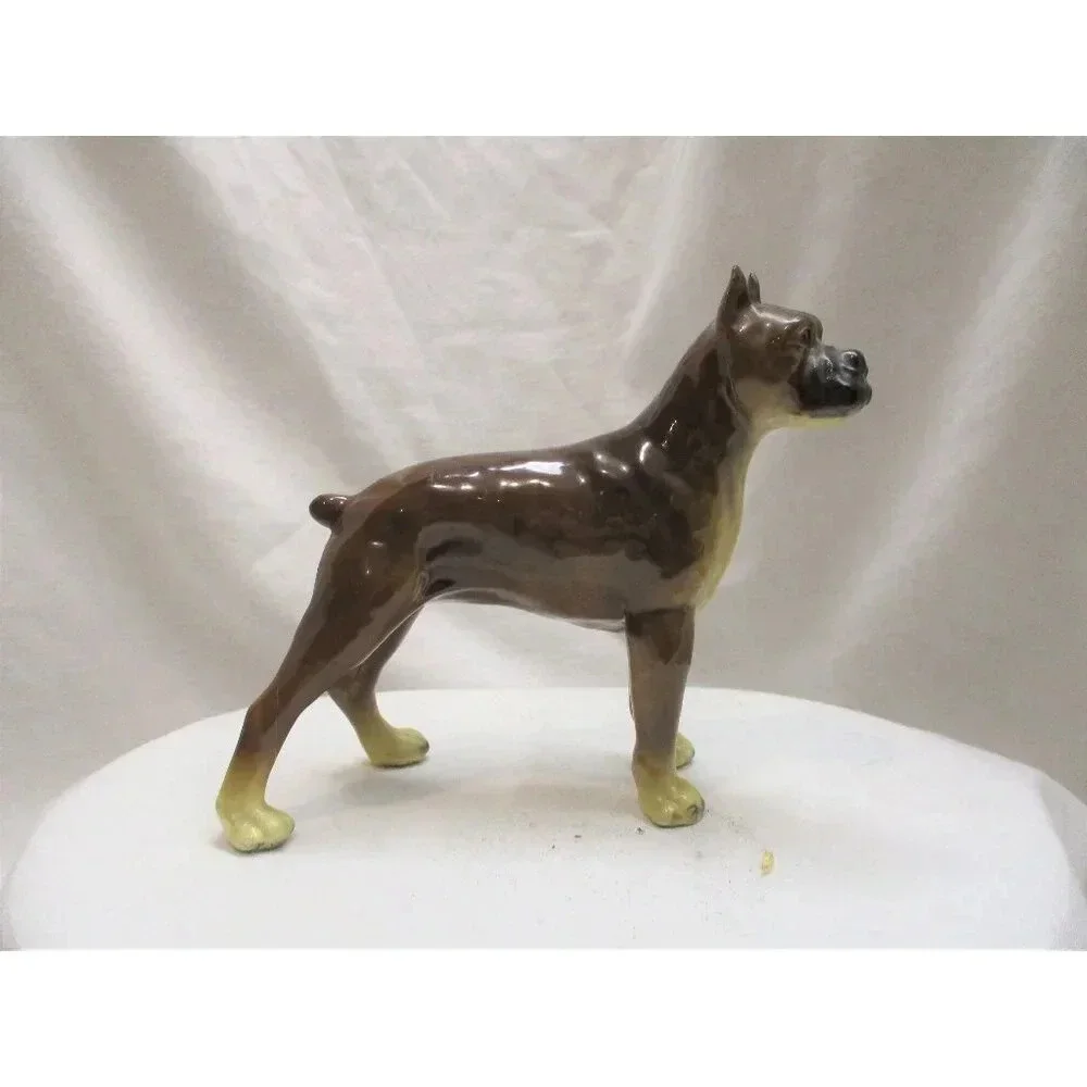 Boxer dog figurine enamel overcast metal Dog love canine‎ animal brown